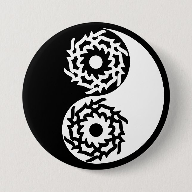 Yin und Yang-Zeichen in Schwarzweiß Button (Vorderseite)