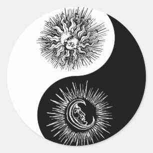 Yin und Yang-Zeichen - Sonne vs Mond Runder Aufkleber