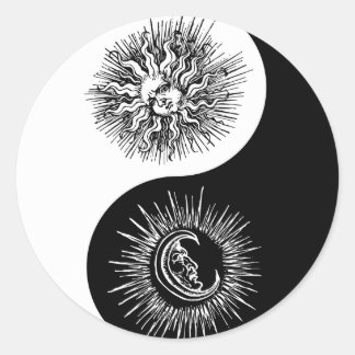 Yin und Yang-Zeichen - Sonne vs Mond Runder Aufkleber