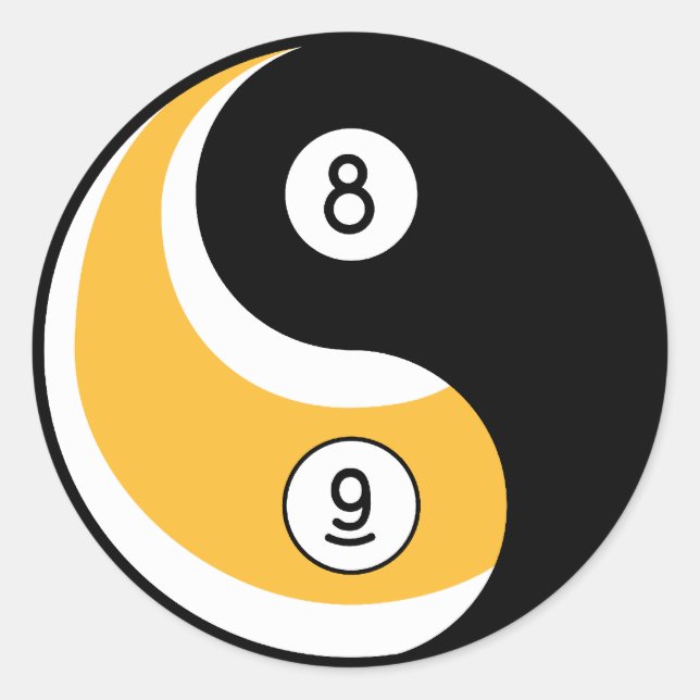 Yin Yang 8 Ball 9 Ball Symbol - Billard Spiel Runder Aufkleber (Vorderseite)