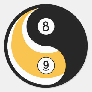 Yin Yang 8 Ball-Symbol Ball-9 - Billard-Spiel Runder Aufkleber
