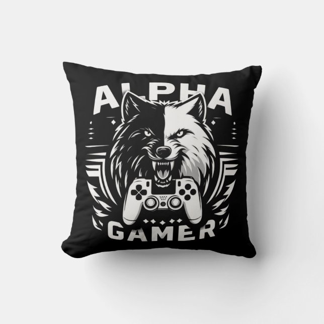 Yin Yang Alpha Gamer Wolf Kissen (Vorderseite)