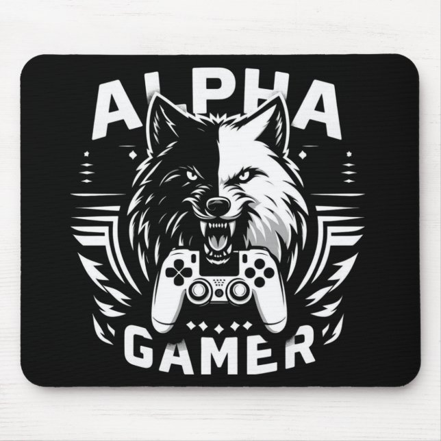 Yin Yang Alpha Gamer Wolf Mousepad (Vorne)