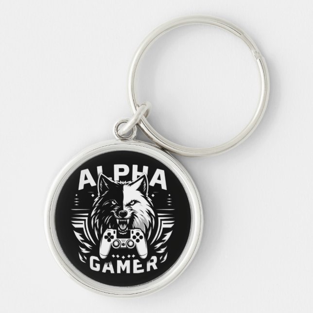 Yin Yang Alpha Gamer Wolf Schlüsselanhänger (Vorne)