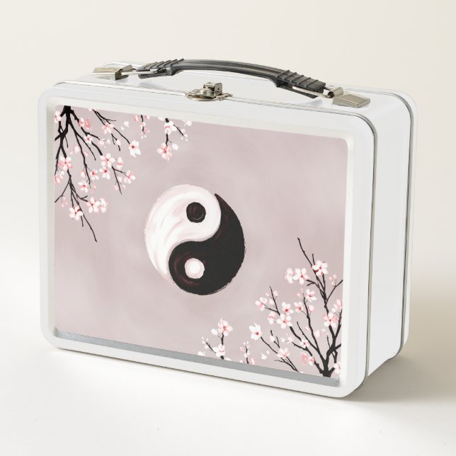 Yin Yang and Sakura Blossom Metall Brotdose (Vorderseite)