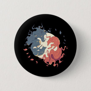 Yin Yang Animal Art, Spirit Wölfe Button