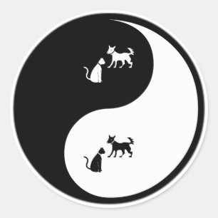 Yin Yang Animal Kontrolle Runder Aufkleber
