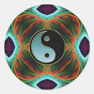 Yin Yang Aqua Green Fraktal Art Sticker