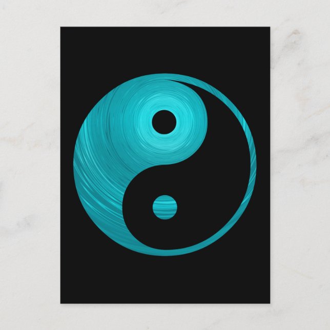Yin Yang Aquamarin Blue Aqua Spiral Template Black Postkarte (Vorderseite)