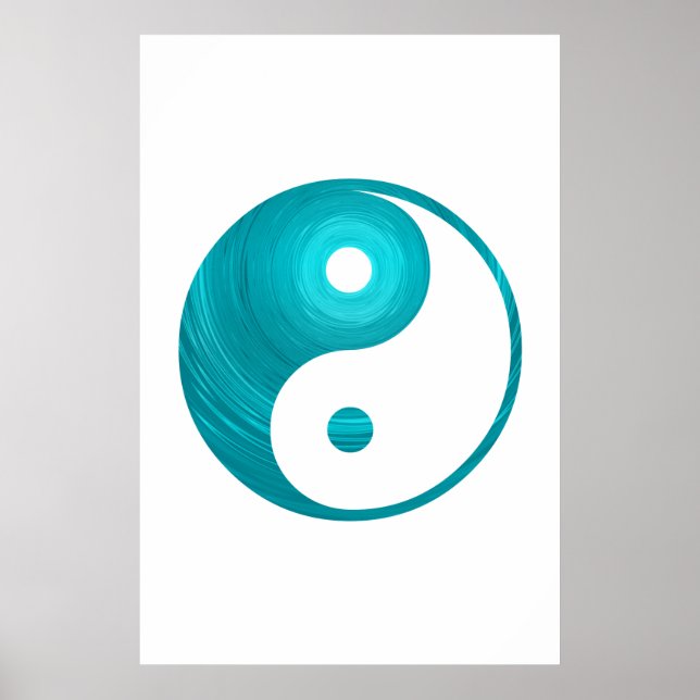 Yin Yang Aquamarin Blue Aqua Spiral Template Yin-Y Poster (Vorne)