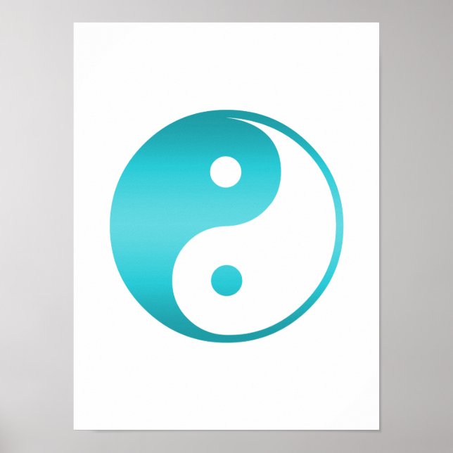 Yin Yang Aquamarin Blue Illustration Template Poster (Vorne)