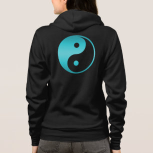 Yin Yang aquamarine blaue Illustrations-Schablone Hoodie