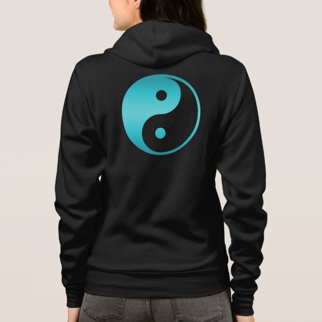 Yin Yang aquamarine blaue Illustrations-Schablone Hoodie (Rückseite)