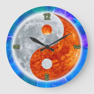 Yin & Yang Asian sign for Balance Wall Clock Große Wanduhr