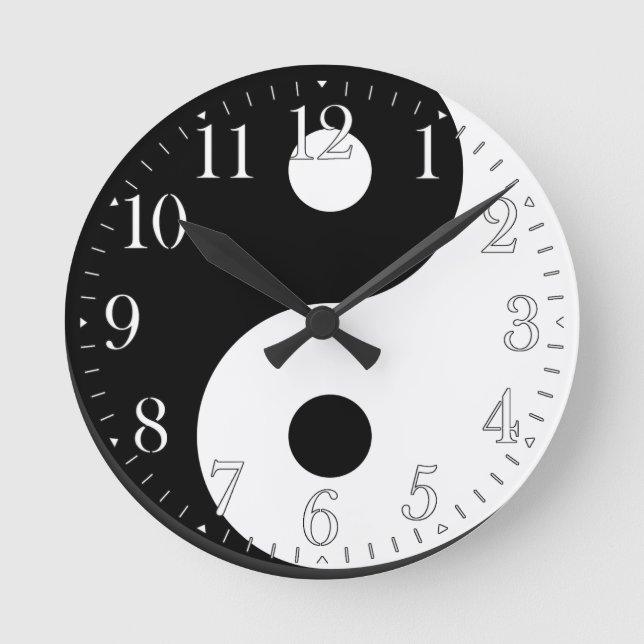 Yin & Yang Asian sign for Balance Wall Clock Runde Wanduhr (Vorderseite)