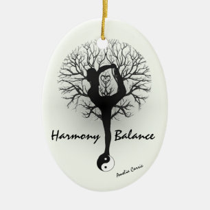 Yin Yang, Baum des Lebens, Frauen, Yoga Keramik Ornament