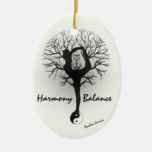 Yin Yang, Baum des Lebens, Frauen, Yoga Keramik Ornament (Vorne)