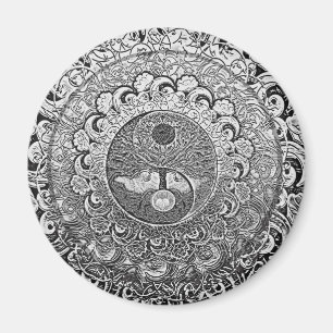 Yin Yang Baum des Lebens in den silbernen Farben Magnet