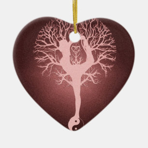 Yin Yang, Baum des Lebens, Yoga, Harmonie Keramik Ornament