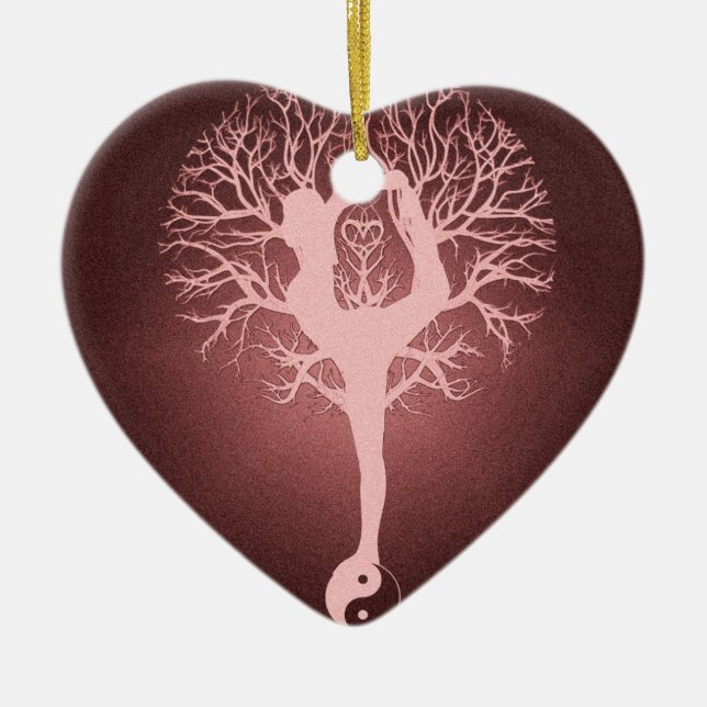 Yin Yang, Baum des Lebens, Yoga, Harmonie Keramik Ornament (Vorne)