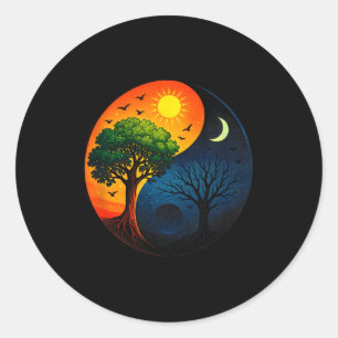 Yin Yang Baum - Meditation Yoga Buddhistisches Sym Runder Aufkleber
