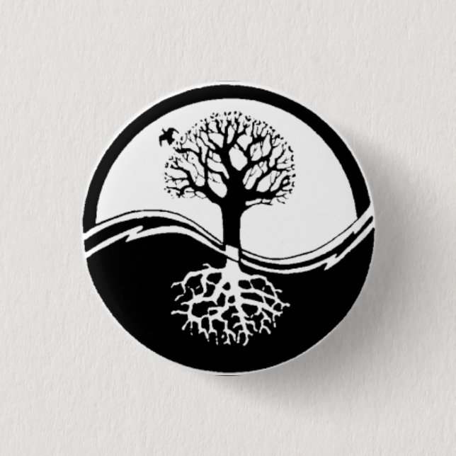 Yin Yang Baum-runder Knopf Button (Vorderseite)