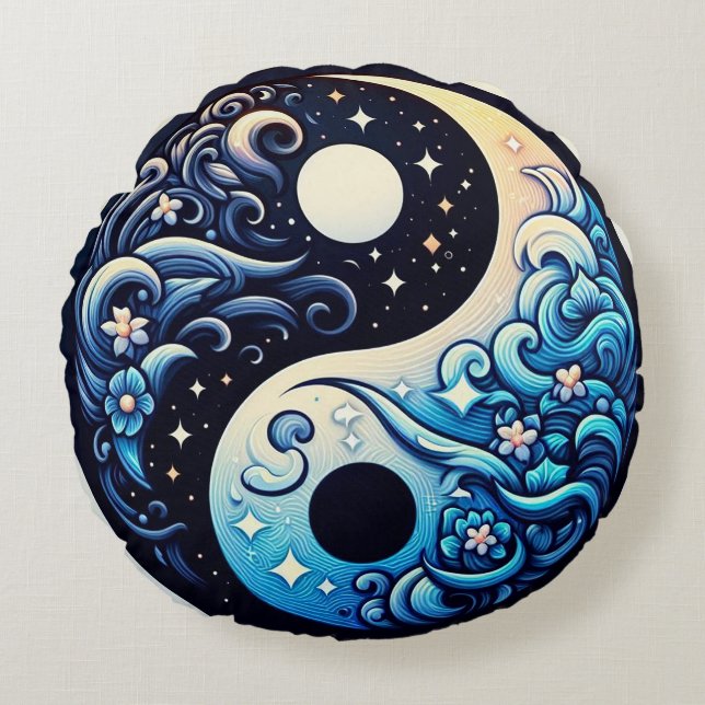Yin Yang Beautiful Design Rundes Kissen (Vorderseite)