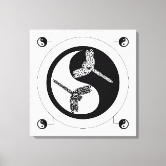 Yin Yang Black and White Abbildung 8 Drachenfliege Leinwanddruck