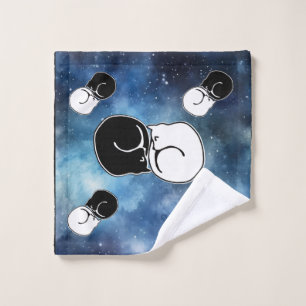 Yin Yang Black and White Cats Kätzchen aufgerollt Waschlappen