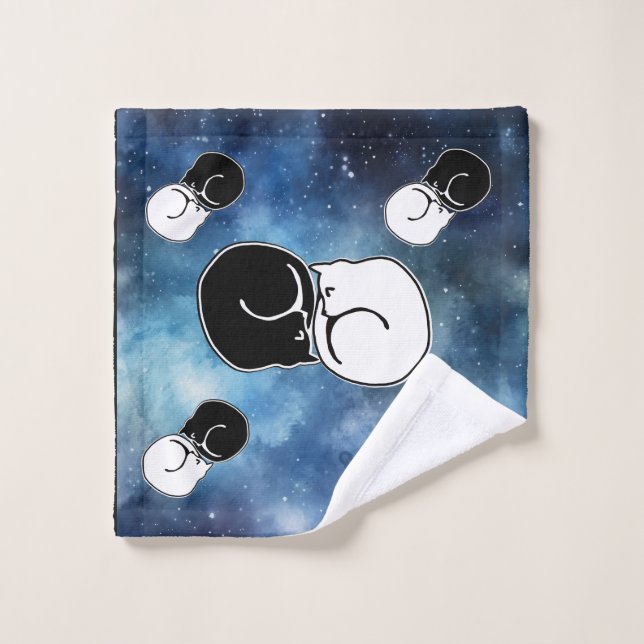 Yin Yang Black and White Cats Kätzchen aufgerollt Waschlappen (Waschlappen)