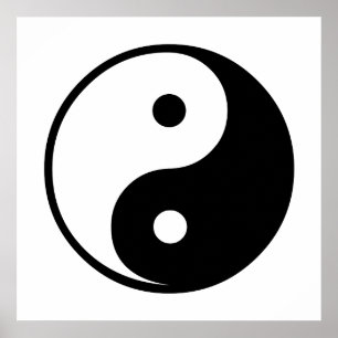 Yin Yang Black and White Illustration Template Poster