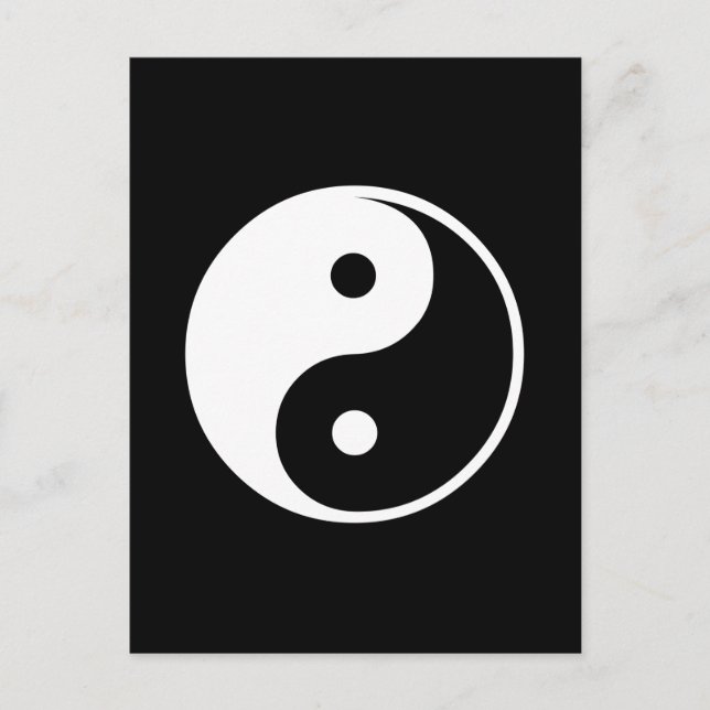 Yin Yang Black and White Illustration Template Postkarte (Vorderseite)