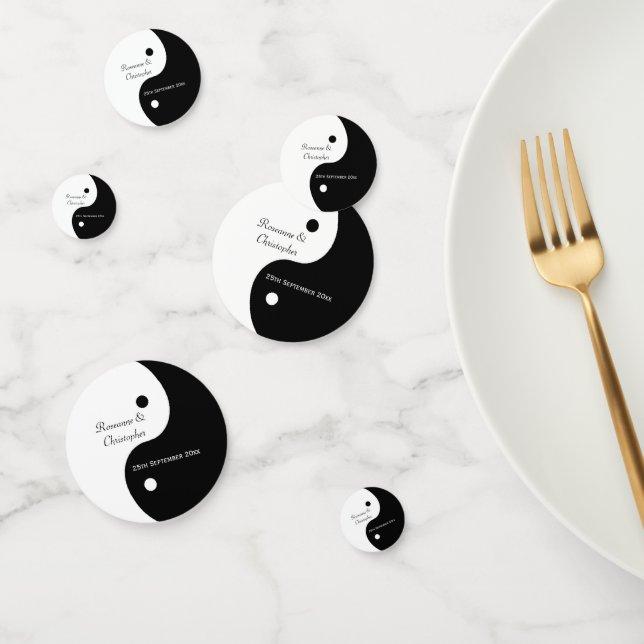 Yin Yang Black and White Wedding Konfetti (Gruppe)