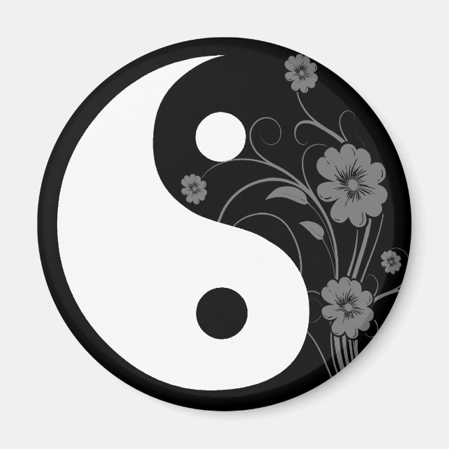 Yin Yang Black Floral Magnet (Vorne)