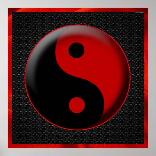YIN YANG BLACK RED 3D POSTER (Vorne)