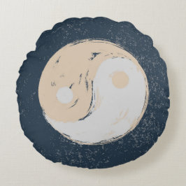 Yin Yang Black und Tan Round Pillow Rundes Kissen
