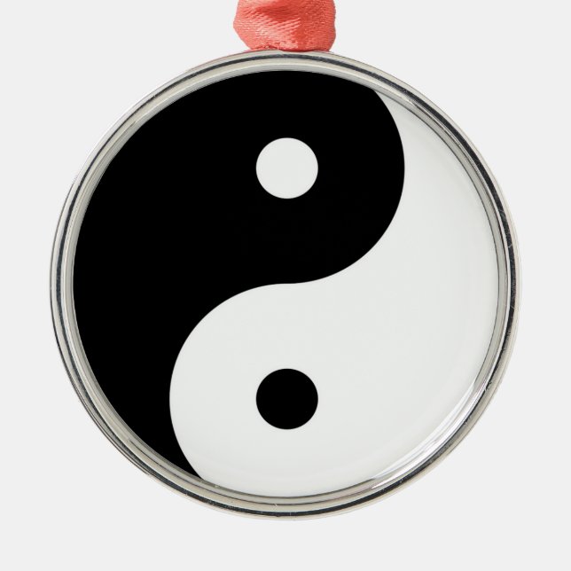 yin yang black white symbol ornament aus metall (Vorne)