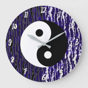 Yin Yang Blaue Ruhe Zen Energie Große Wanduhr