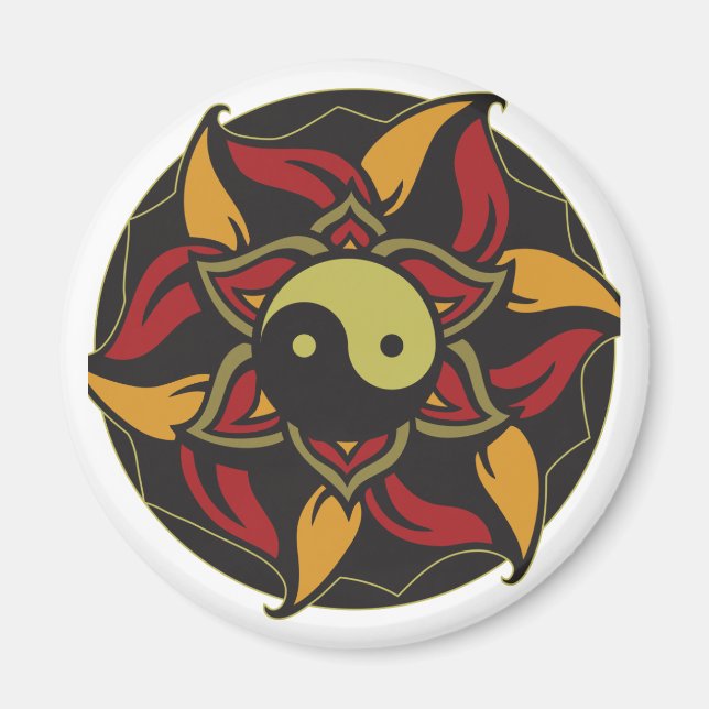 Yin Yang Blooming Lotus Magnet (Vorne)