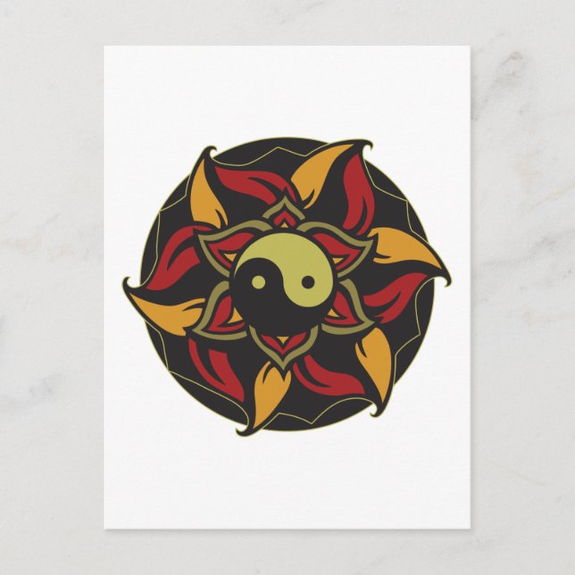 Yin Yang Blooming Lotus Postkarte (Vorderseite)