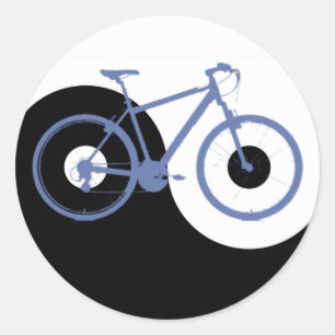 Yin Yang Blue Bicycle Runder Aufkleber