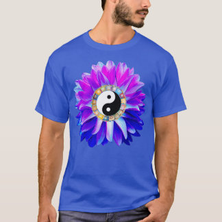 Yin Yang Blue Dahlia Flower  T-Shirt