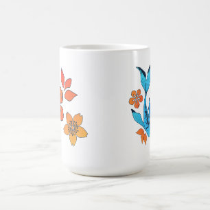 Yin Yang Blume Koi Fish Blue Kaffeetasse