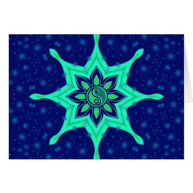 Yin Yang Blume Stars Card (Vorderseite (Horizontal))