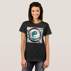 Yin Yang, Blumenrosa-Käfig Aquamarin T-Shirt