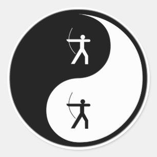 Yin Yang Bogenschießen Runder Aufkleber