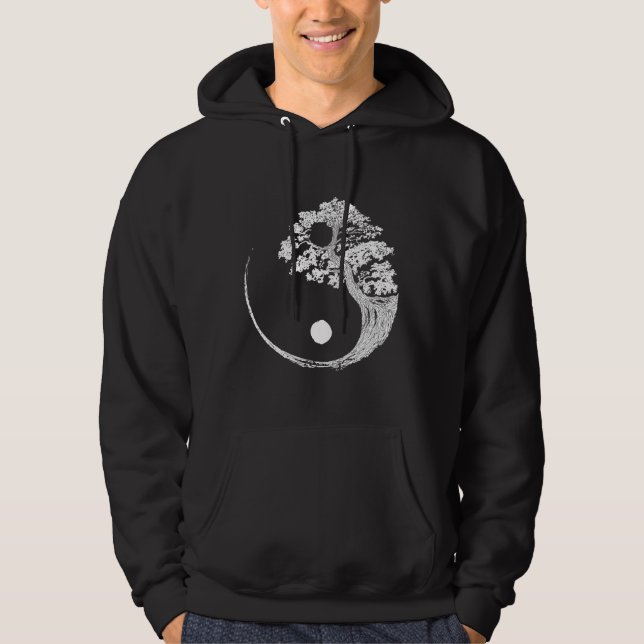 Yin Yang Bonsai Tree Japanisch Buddhist Zen Hoodie (Vorderseite)