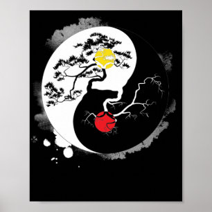 Yin Yang Bonsai Tree Japanisch Buddhist Zen Poster
