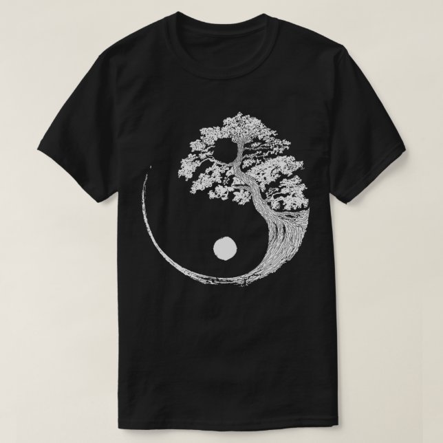 Yin Yang Bonsai Tree Japanisch Buddhist Zen T-Shirt (Design vorne)
