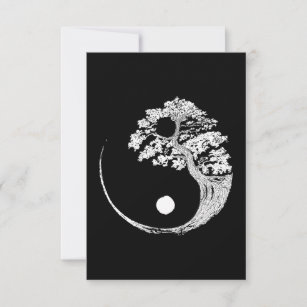 Yin Yang Bonsai Tree Japanischer Buddhist Zen Dankeskarte